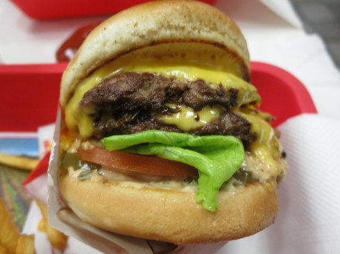 Blurry photo of a Double-Double, Animal Style.