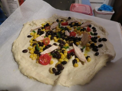Luke and Theresa's Jimmie's Chicken Shack inspired pizza...or something like that.