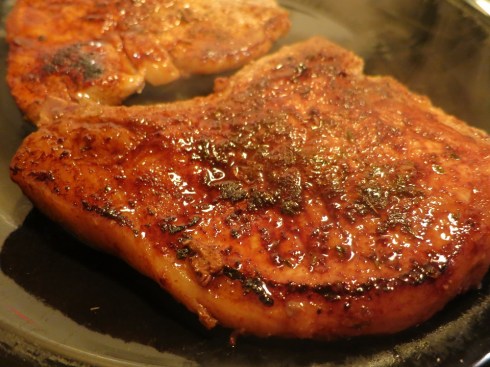 Pork chops -- just seasonings, no glaze yet!