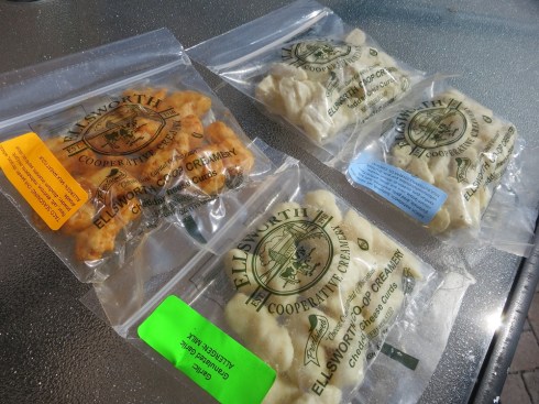 Cheese curds, some freshly made just hours before. (The fresh ones were the squeakiest.)