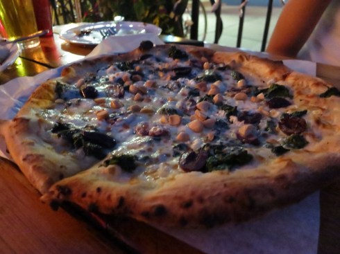 The Xerxes -- sautéed spinach, sheep’s milk feta, mozzarella, kalamata olives and almonds